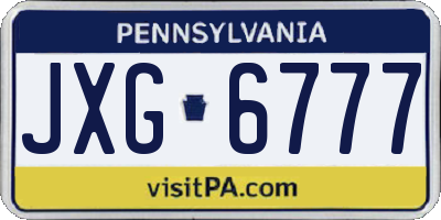 PA license plate JXG6777