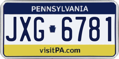 PA license plate JXG6781