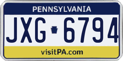 PA license plate JXG6794