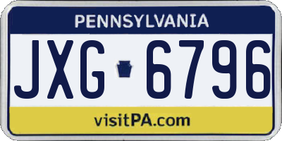 PA license plate JXG6796