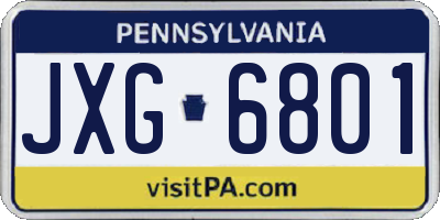 PA license plate JXG6801