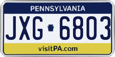 PA license plate JXG6803