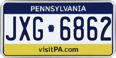 PA license plate JXG6862