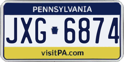PA license plate JXG6874