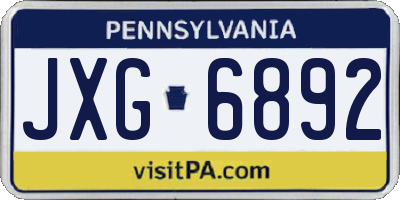 PA license plate JXG6892