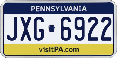 PA license plate JXG6922