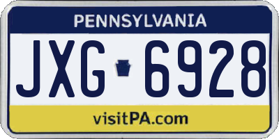 PA license plate JXG6928