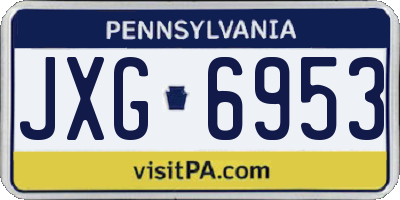 PA license plate JXG6953