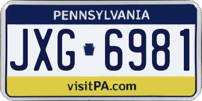 PA license plate JXG6981