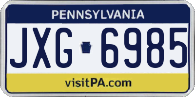 PA license plate JXG6985