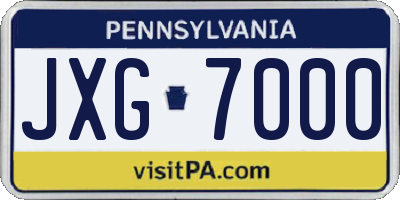 PA license plate JXG7000