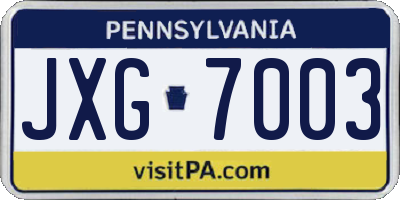 PA license plate JXG7003