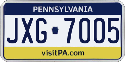 PA license plate JXG7005