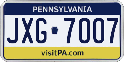 PA license plate JXG7007