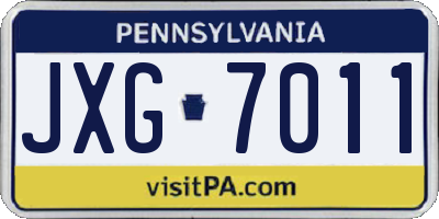 PA license plate JXG7011