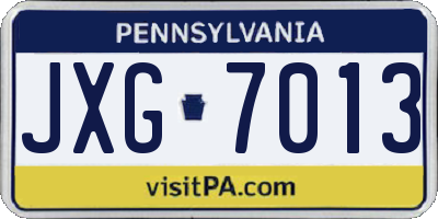 PA license plate JXG7013