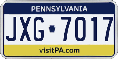 PA license plate JXG7017