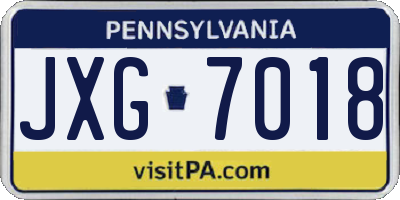 PA license plate JXG7018