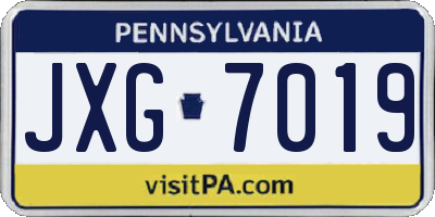 PA license plate JXG7019