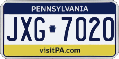 PA license plate JXG7020