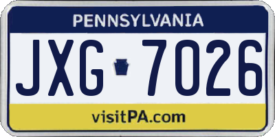 PA license plate JXG7026