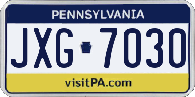 PA license plate JXG7030