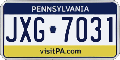 PA license plate JXG7031