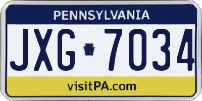 PA license plate JXG7034