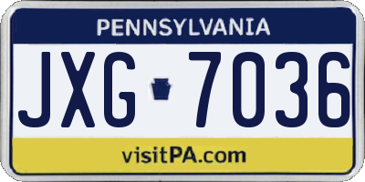 PA license plate JXG7036