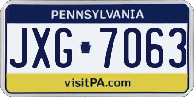 PA license plate JXG7063