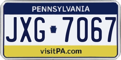 PA license plate JXG7067