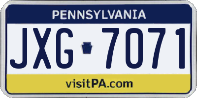 PA license plate JXG7071
