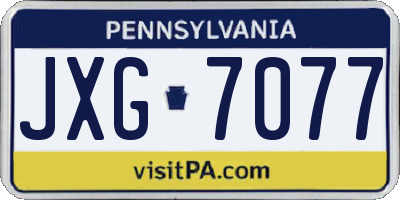 PA license plate JXG7077