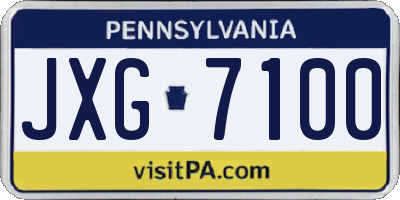 PA license plate JXG7100