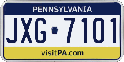 PA license plate JXG7101