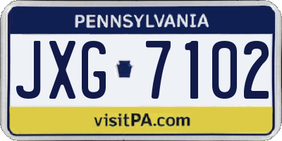 PA license plate JXG7102