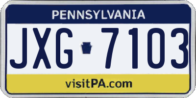 PA license plate JXG7103