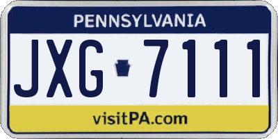 PA license plate JXG7111