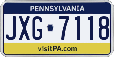 PA license plate JXG7118