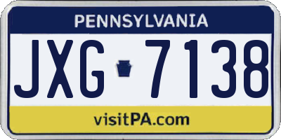 PA license plate JXG7138