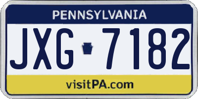 PA license plate JXG7182