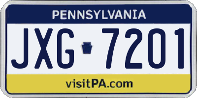 PA license plate JXG7201