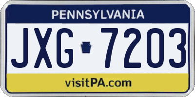 PA license plate JXG7203