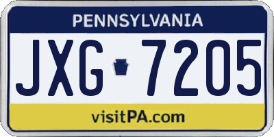 PA license plate JXG7205