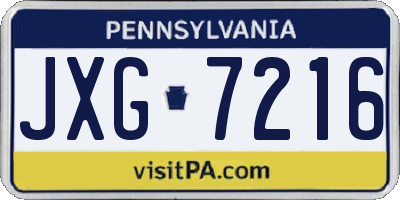 PA license plate JXG7216