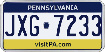PA license plate JXG7233