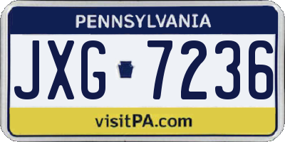 PA license plate JXG7236