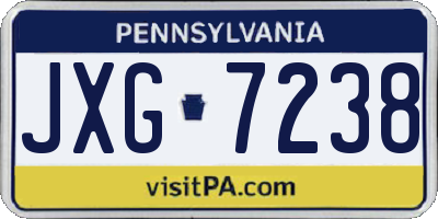 PA license plate JXG7238