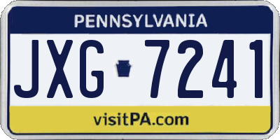 PA license plate JXG7241