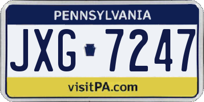 PA license plate JXG7247